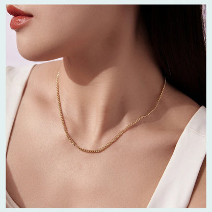 Silver Gold Plated Stackable Basic Cuban Chain Copper Flat Snake Link Chain with Clasp Adjustable for Men Women DIY Beads