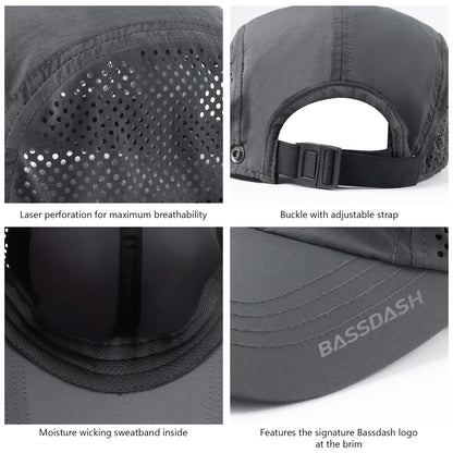 UPF 50+ Foldable Fishing Hat Baseball Cap with Removable Neck Flap Portable for Men Women Golf Hiking