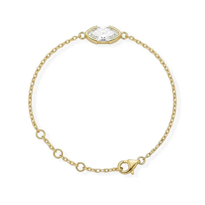 1CT D Color Marquise Cut Moissanite Bracelets for Women Adjustable Chain Birthday Gift 100% Real Pure 925 Silver Jewelry