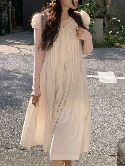 Spring 2025 Chic A-Line Dr Korean Sle Long Svel Women's Faionable Gown Ele Personali Commute Suitable Dr