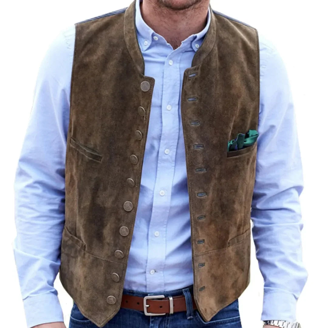 Men Vest Brown Frosted Velvet Single Button Casual Steampunk Style Waistcoat For Business Work Office Daily Sleeveless