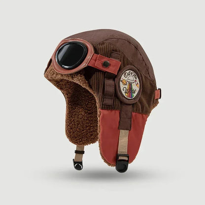 Niche Design Removable Glasses Pilot Hats for Men and Women Autumn Winter Outdoor Riding Warm Casual Versatile Retro Bomber Cap