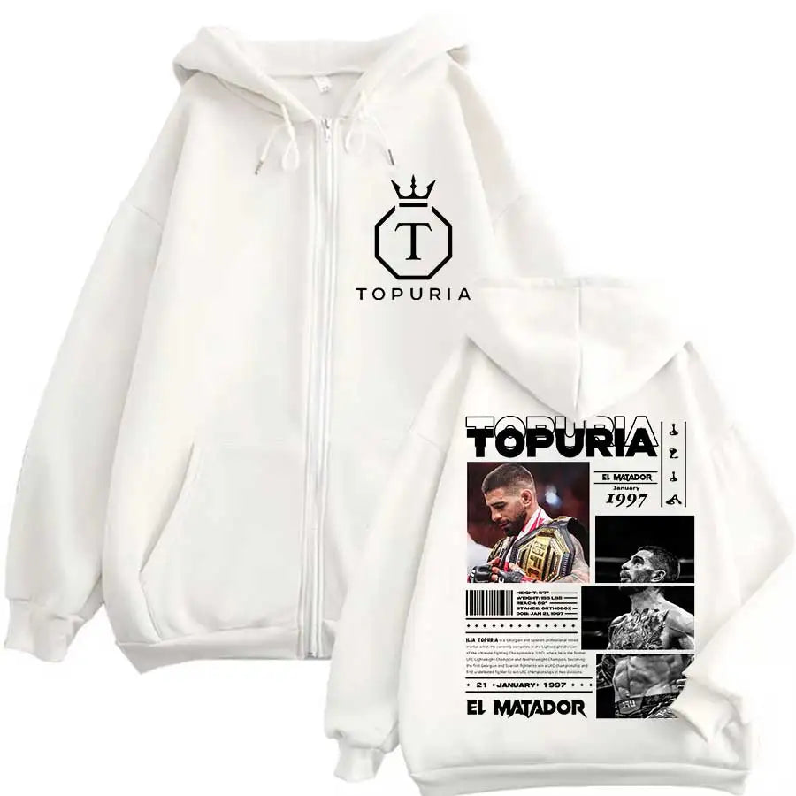 El Matador Ilia Topuria Hoodie Zipper Men Women Jacket Hiphop Streetwear Outfit Sweatshirt Tops TR6