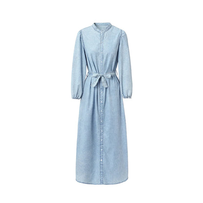 AP SS26 Women Lightweight Denim Dress Cotton Black and Blue Maxi Dress