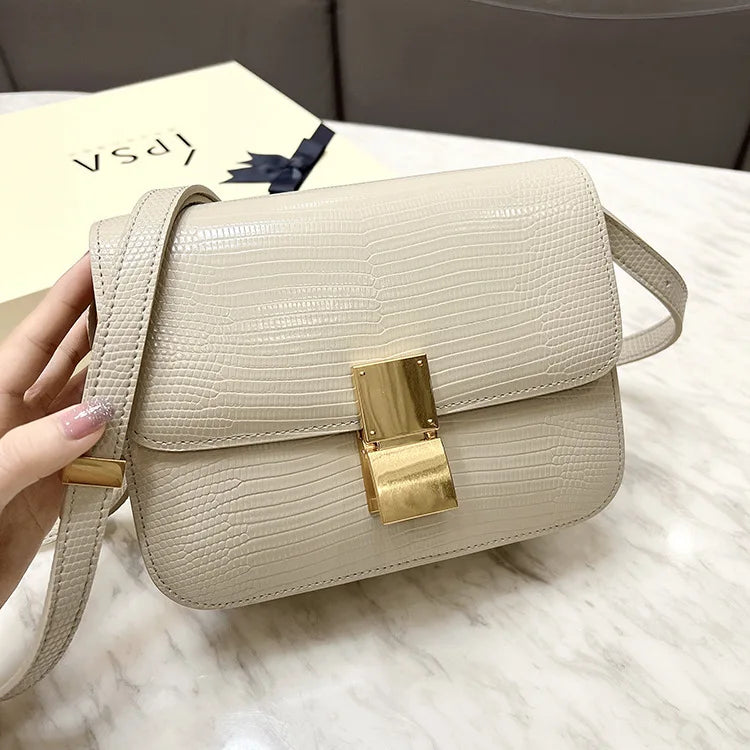 New Women Small Box Bag Single Shoulder Handbag Solid Fashion Brand Cow Split Leather Flap Tofu Bags Ladies Sling Messenger Bag