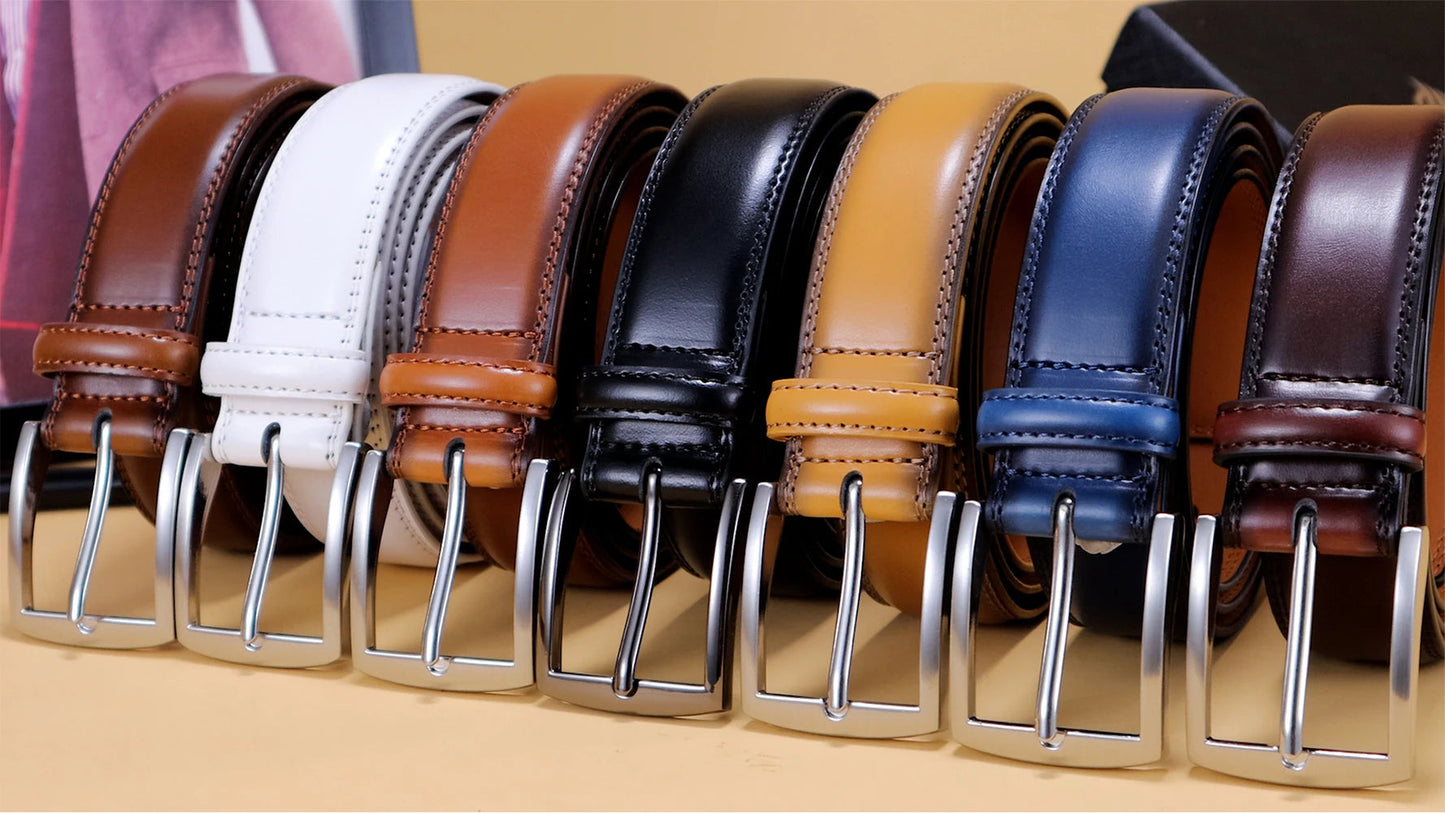 Men's Leather Belt Needle Buckle Belt Trendy New Casual Leather LONG Large Belts Cowhide Men's Belt Plus Size Men Belts
