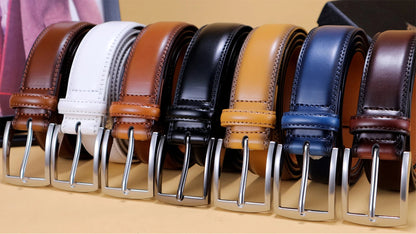 Men's Leather Belt Needle Buckle Belt Trendy New Casual Leather LONG Large Belts Cowhide Men's Belt Plus Size Men Belts