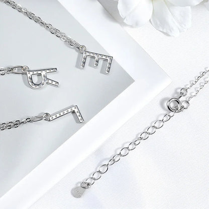 26 Letter Pendant All Moissanite Necklace for Women Small Size Jewelry Name Chain 100% Real S925 Sterling Silver Jewelry