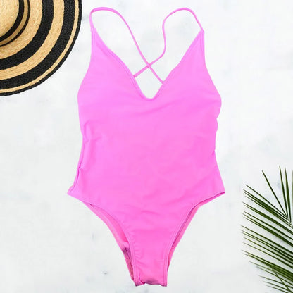 Solid One Piece Swimsuit Women Swimwear 2025 New Bikini Sexy Bodysuit Plus Size Bathing Suit Swimming Suit Maillot De Bain Femme