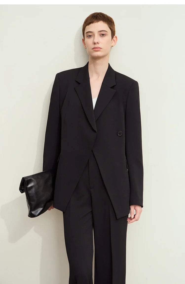 Minimalism 2024 Autumn New Blazers Women Notched Basic Quality Fashion Long Professional Jacket Women's Clothing 12443051