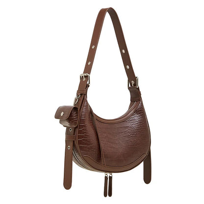 luxury vintage bag women genuine leather half moon bag Shoulder handbags high-end fashion Crossbody bag 2026 new model