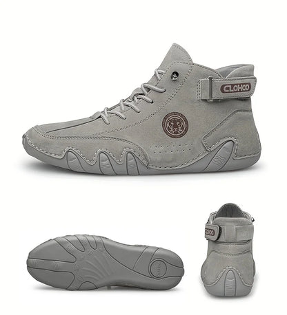Hand-Sewn Octopus Design Men's Short Boots High-Top Leather Riding Boots Stylish Men's Footwear