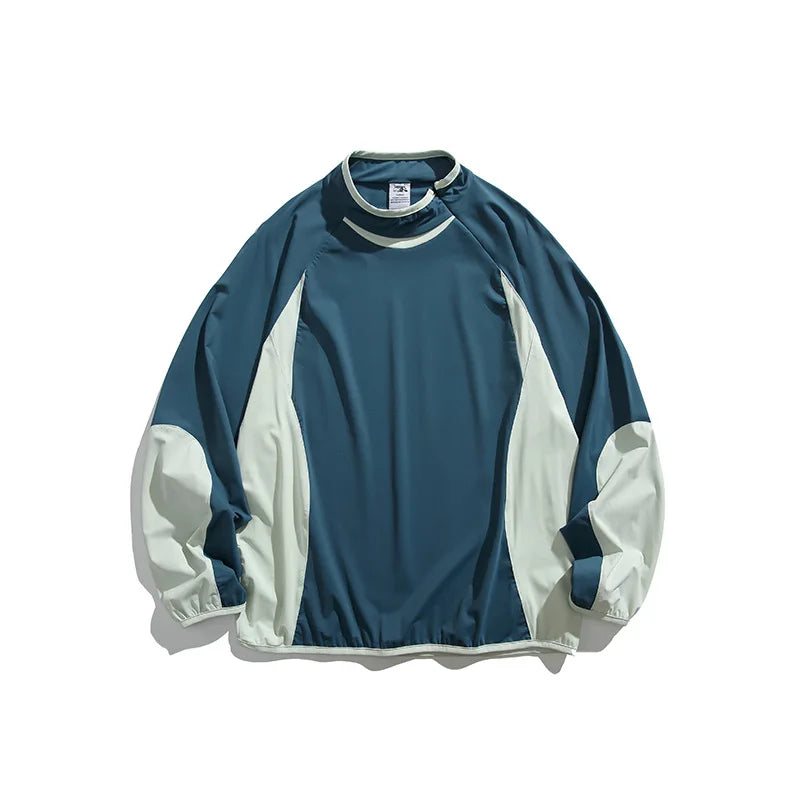 Spring New Arrival Techwear Color-Blocking Stand Collar Sweatshirt - American Designer Outdoor Sports Casual Loose Fit Top