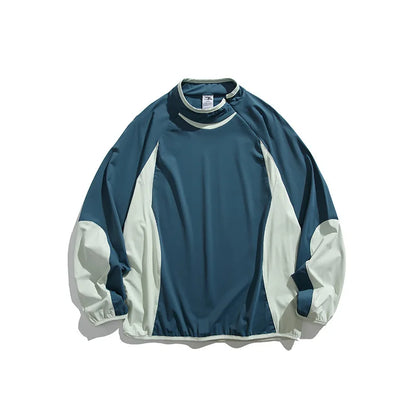 Spring New Arrival Techwear Color-Blocking Stand Collar Sweatshirt - American Designer Outdoor Sports Casual Loose Fit Top