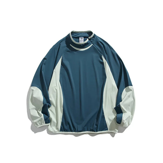 Spring New Arrival Techwear Color-Blocking Stand Collar Sweatshirt - American Designer Outdoor Sports Casual Loose Fit Top