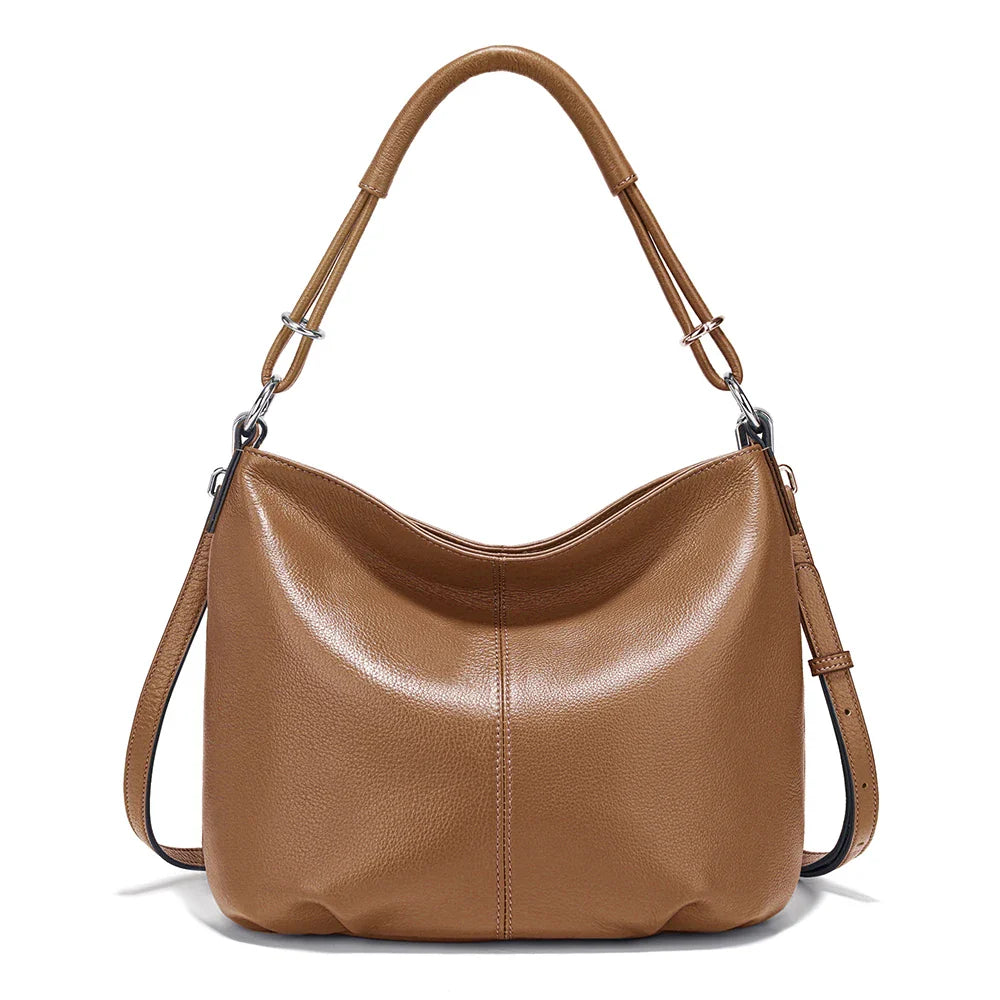 Beige New Women's Soft Cowhide Leather Shoulder Bag Crossbody Satchels Leather Hobo Bag Black Cowhide Natural Bag Brown