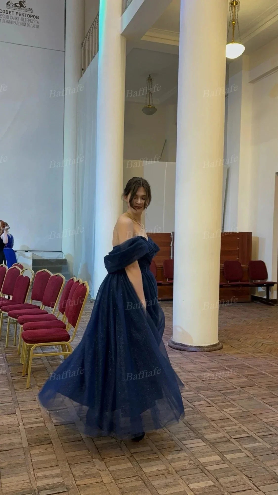 Customized Pink Shiny Tulle Prom Dresses Off Shoulder Long Puff Sleeve Evening Party Gowns Slit Women Wedding Dress