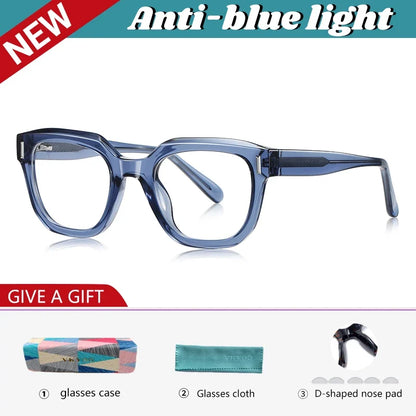 New Fashion Personalized Geometric Design Men's and Women's Anti-Blue Light Reading Glasses Customizable Prescription