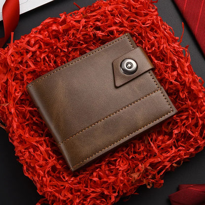 Men's Wallet Pu Leather Short NO Zipper Buckle Wallet Solid Color Wear-Resistant Leather Clip Daily Casual Fashion Zero Wallet
