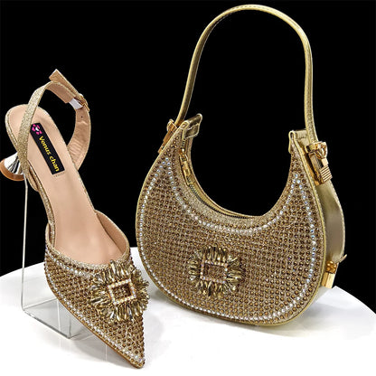 2025 Luxury Italian Design Women's Party Heels and Matching Handbag Set - Perfect for African Weddings and Special Occasions