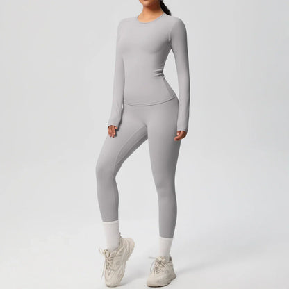 2 PCS Sportswear Yoga Set Gym Clothes Yoga Suits For Women Fitness Set Tracksuits Sports Long Sleeve Crop Top Gym Leggings