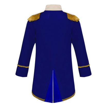 Little Boys Prince Cosplay Costume Long Sleeve Gold Fringe Braiding Velvet Tuxedo Tailcoat Royal Court Cosplay Jacket Dress Up