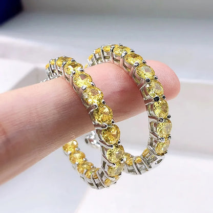 100% 925 Sterling Silver 4mm Yellow High Carbon Diamond Earrings For Women Sparkling Wedding Party Fine Jewelry Wholesale