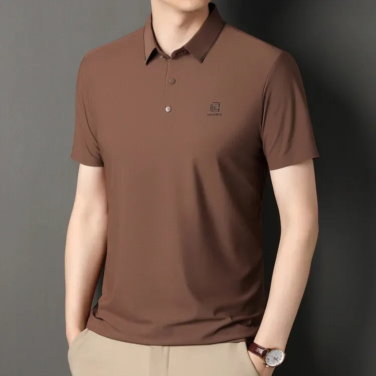 Gray Men's Cool Golf, Business Casual Polo Shirt，2024 Summer New Seamless T-shirt, Fashion Popular Lapel Short Sleeve