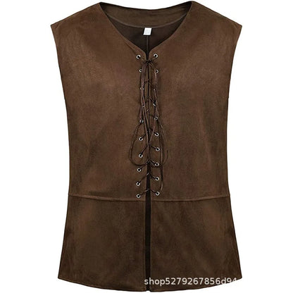 2025 Medieval Renaissance Pirate Gothic Steampunk Vest for Men, Multicolor Loose Plus Size Suede Fashion Men's Waistcoat,S-XXL