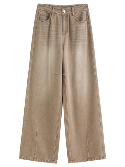 2026 Spring Women's High Waist Retro Washed Straight Leg Denim Pants - Versatile Elegant Design for Casual and Daily Wear