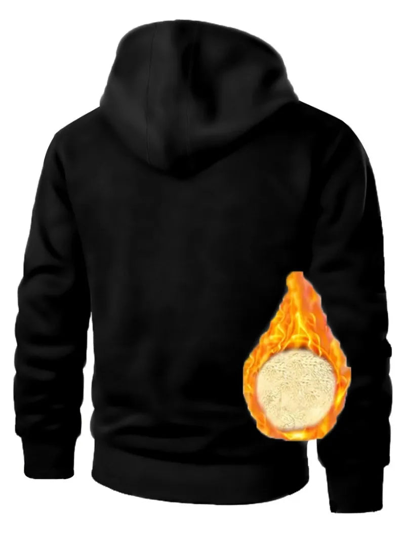Casual Hoodies for Men Heavyweight Fleece Sweatshirt Thick Sherpa Lined Hooded Zipper Jacket Thick Streetwear Coats