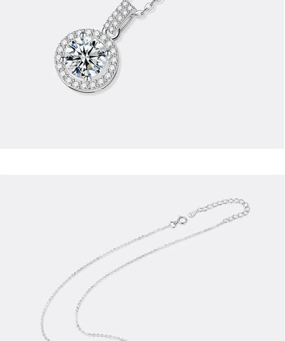 1-5CT Moissanite Necklace for Women S925 Pure Silver Round Laboratory Diamond Pendant Fashionable Wedding Luxury Jewelry