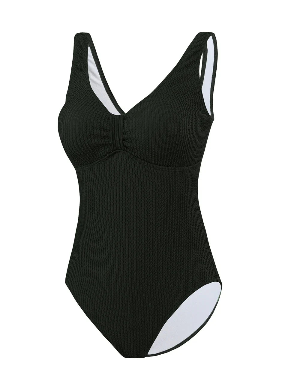 Slim V Neck Swimsuit Women 2025 New One Piece Vacation Swimwear Solid Bodysuit Female Bathers Swimming Monokini Summer Beachwear