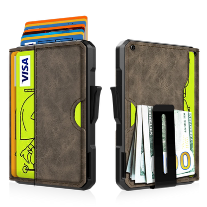 Portefeuille pour hommes - avec pince à billets, porte-cartes de crédit en cuir mince, blocage RFID, portefeuille minimaliste à deux volets