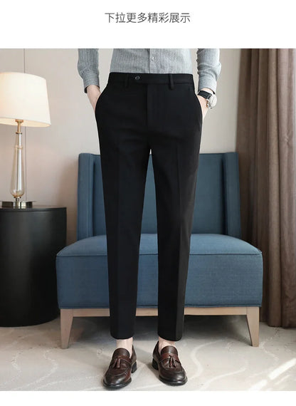 2023 Autumn Winter Thickened Starry Sky Woolen Suit Pant High Quality Men Business Slim Dress Pants Men  Social Casual Pants