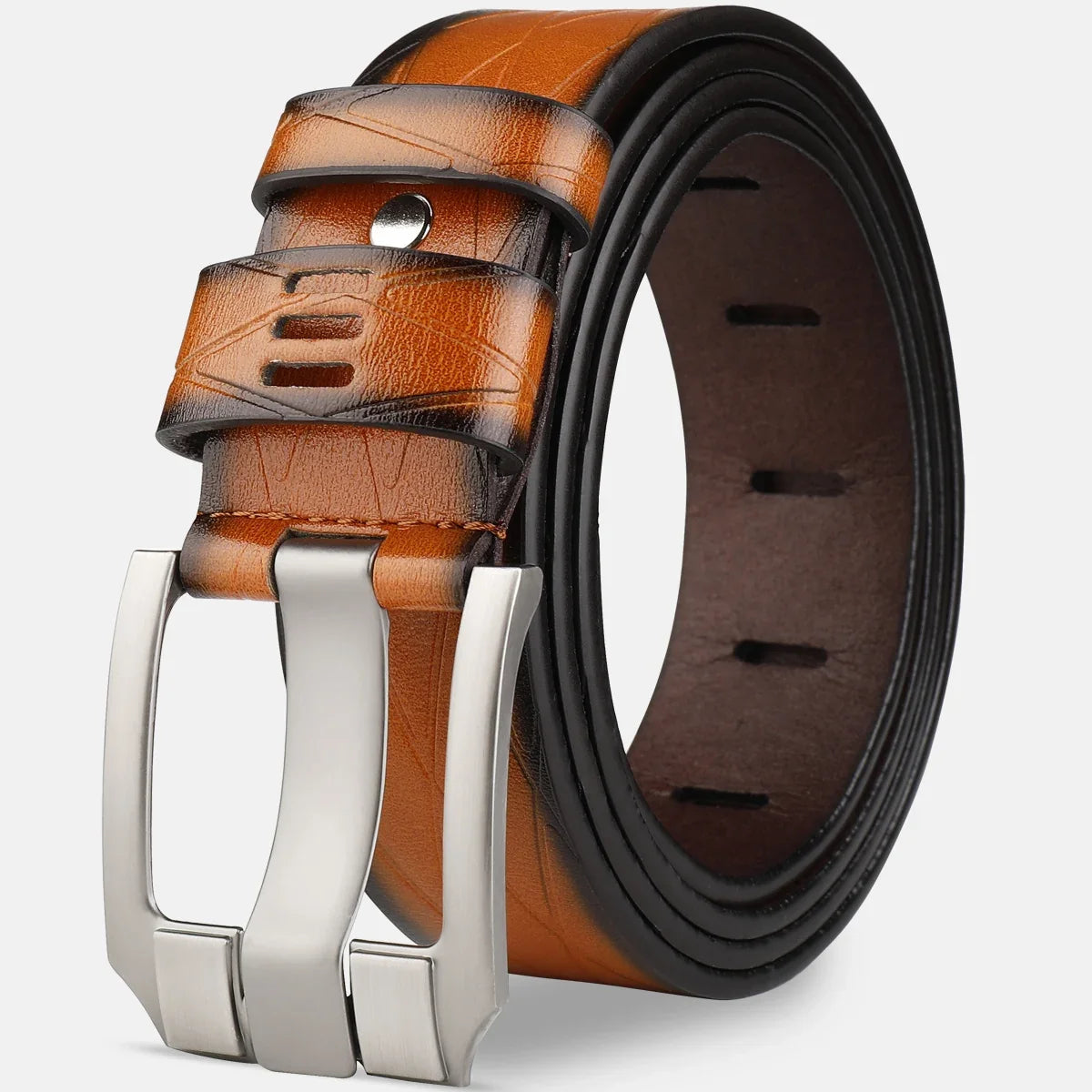 Belt, Men's Needle Buckle Belt, Genuine Leather, Pure Cowhide, Simple Youth Casual Jeans, Men's Pants Belt, Trendy for Young