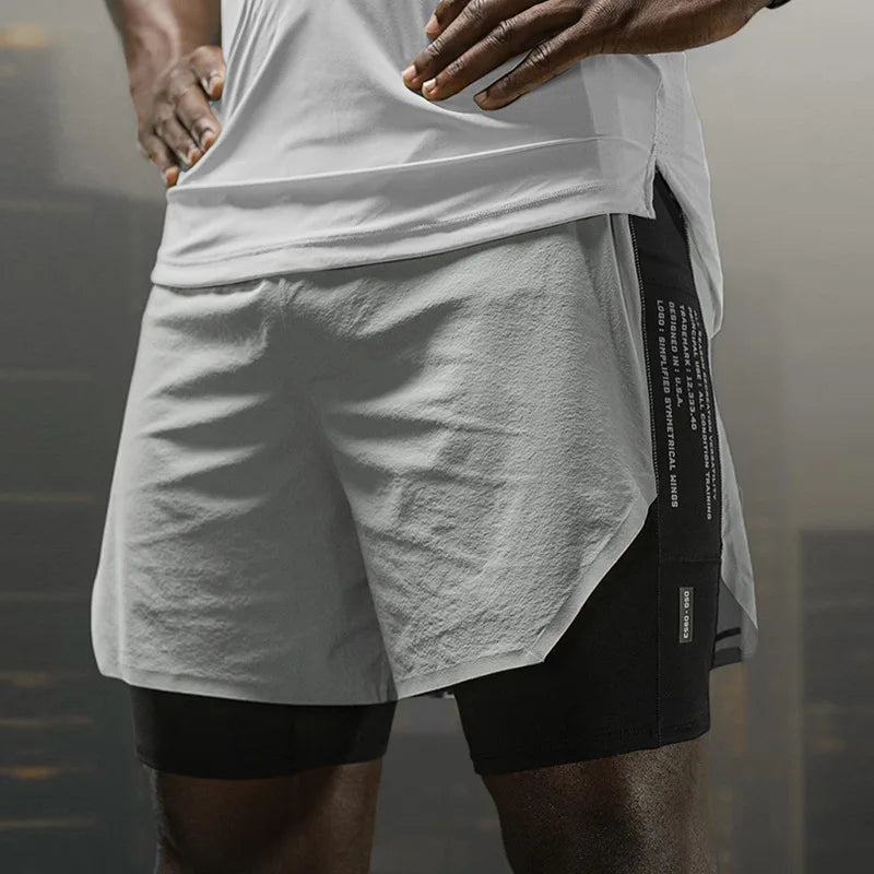 Men's Gym Shorts 2 in 1 Quick Dry Running Shorts Basketball Jogger Summer Fitness Workout Short Pants Bodybuilding Activewear