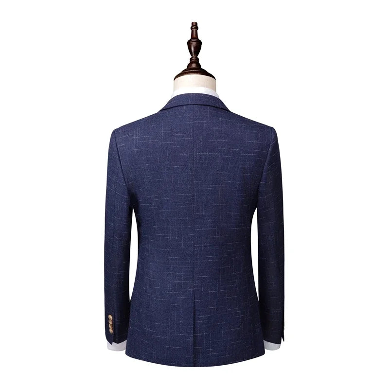 Men's Slim-fit 3-Piece Wedding Groom's Suit Vest Trousers High-end Fabric Double & Single Buckle Options M-4XL 2025