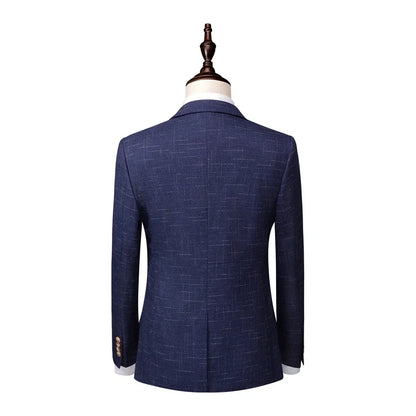 Men's Slim-fit 3-Piece Wedding Groom's Suit Vest Trousers High-end Fabric Double & Single Buckle Options M-4XL 2025