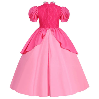 Rosalina Dress Girls Peach Costume Daisy Cosplay Children Birthday Party Carnival Fancy Outfit