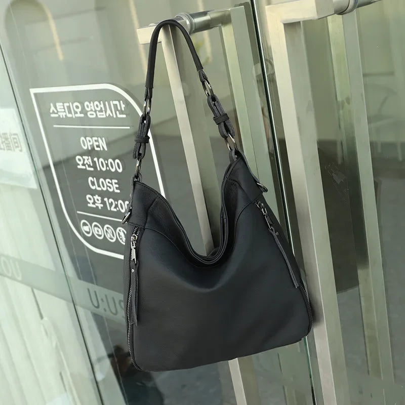 High Quality Women's Real Cow Leather Luxury Handbag, Versatile Ladies' Large Capacity Shoulder Crossbody High-end Commuting Bag