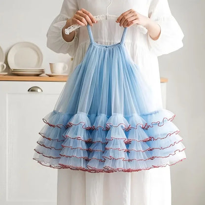 Princess Dress for Kids 1-8 Years Summer Sky Blue Cake Dress for Girls Formal Dresses Birthday Hosting Party Beach Vacation New