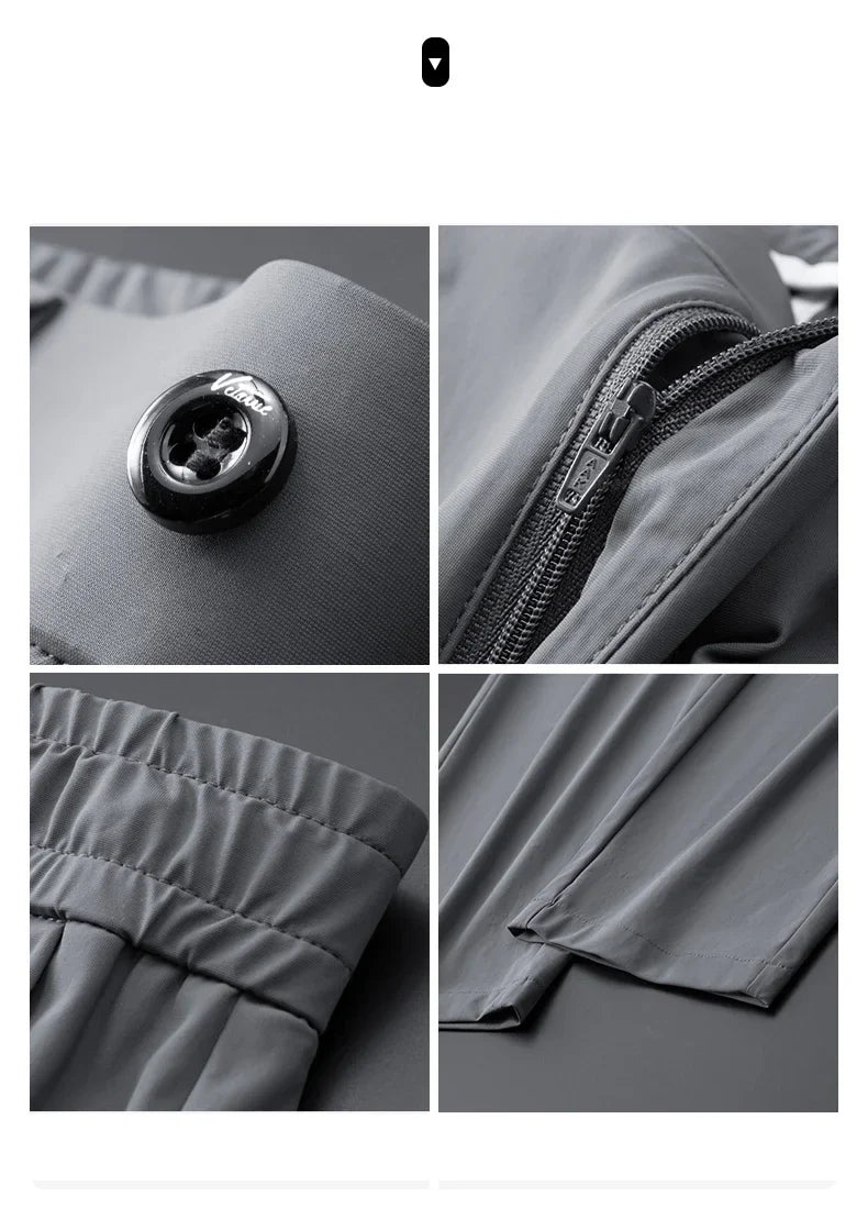 Summer Ultra-thin Casual Pants Men's High Elastic Quick-drying Ice Silk Straight Business Formal Casual Trousers Black Gray