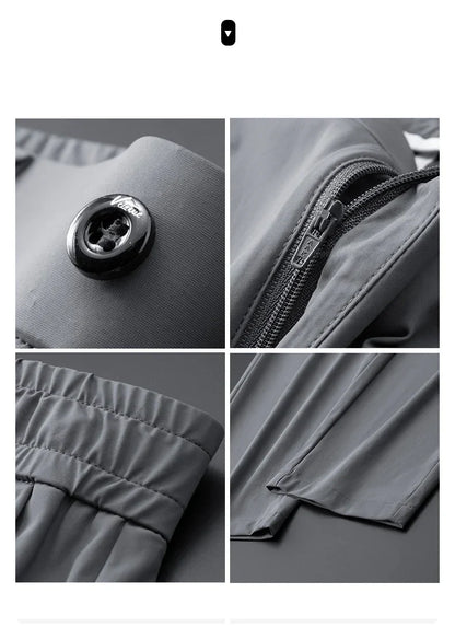 Summer Ultra-thin Casual Pants Men's High Elastic Quick-drying Ice Silk Straight Business Formal Casual Trousers Black Gray