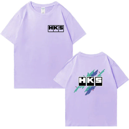 Japanese JDM Improved HKS Endless Car Graphic short sleeve t-shirts Cotton Men Women Oversized Tee shirt Double Sided Unisex Top