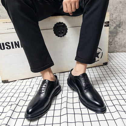 Brand Classic Derby Shoes Leather Man Business Dress Office Leather Shoes Flats Men Fashion Wedding Party Suit Club Shoe Vintage