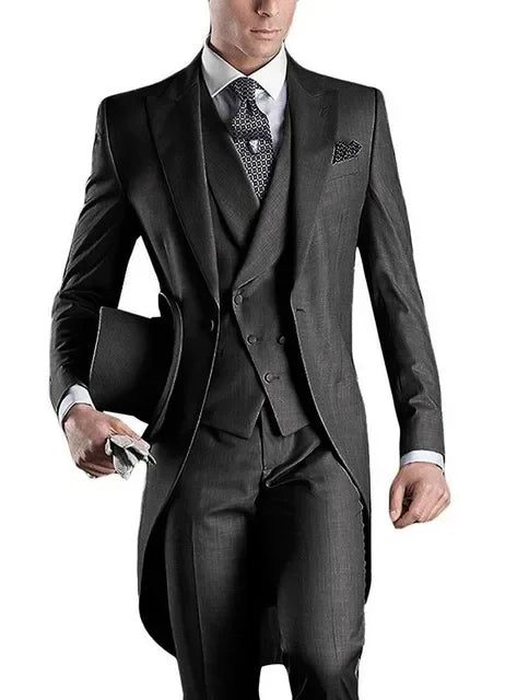 Costume Homme 3 Pieces Fashion Tuxedos Groom Wedding Men Suits Tuxedo Terno Masculino De Pour Hommes Blazer (Jacket+Pants+Vest)