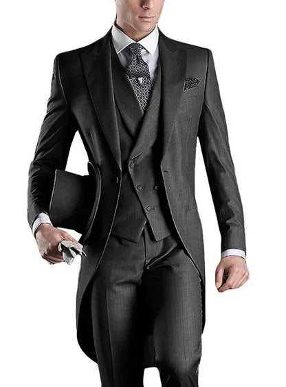 Costume Homme 3 Pieces Fashion Tuxedos Groom Wedding Men Suits Tuxedo Terno Masculino De Pour Hommes Blazer (Jacket+Pants+Vest)