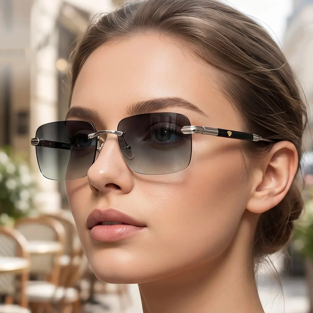 Square Sunglass Men Luxury Rimless Sunglasses Women Vintage Vacation Fashion Glasses Lunette Soleil Femme Gafas De Sol Hombre