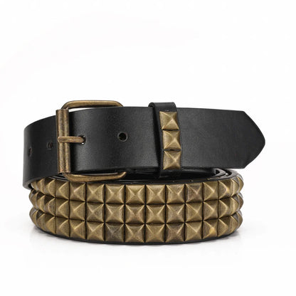 A Unique, Fashionable and Trendy Hand-Rivet Gothic-Style Pin-Buckle PU Belt Suitable for Men, Women and Teenagers